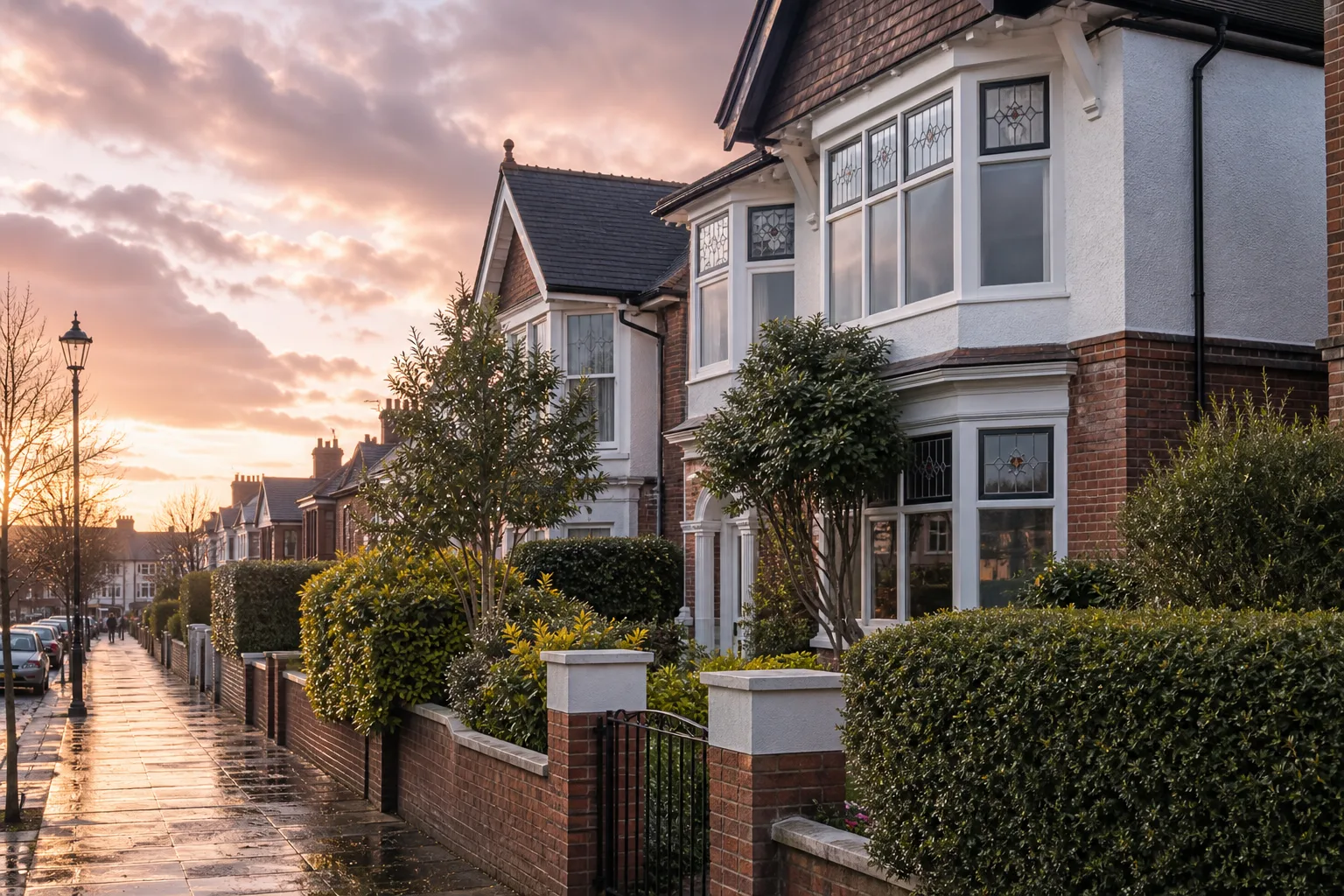 Edwardian semi-detached house in Hove after rain